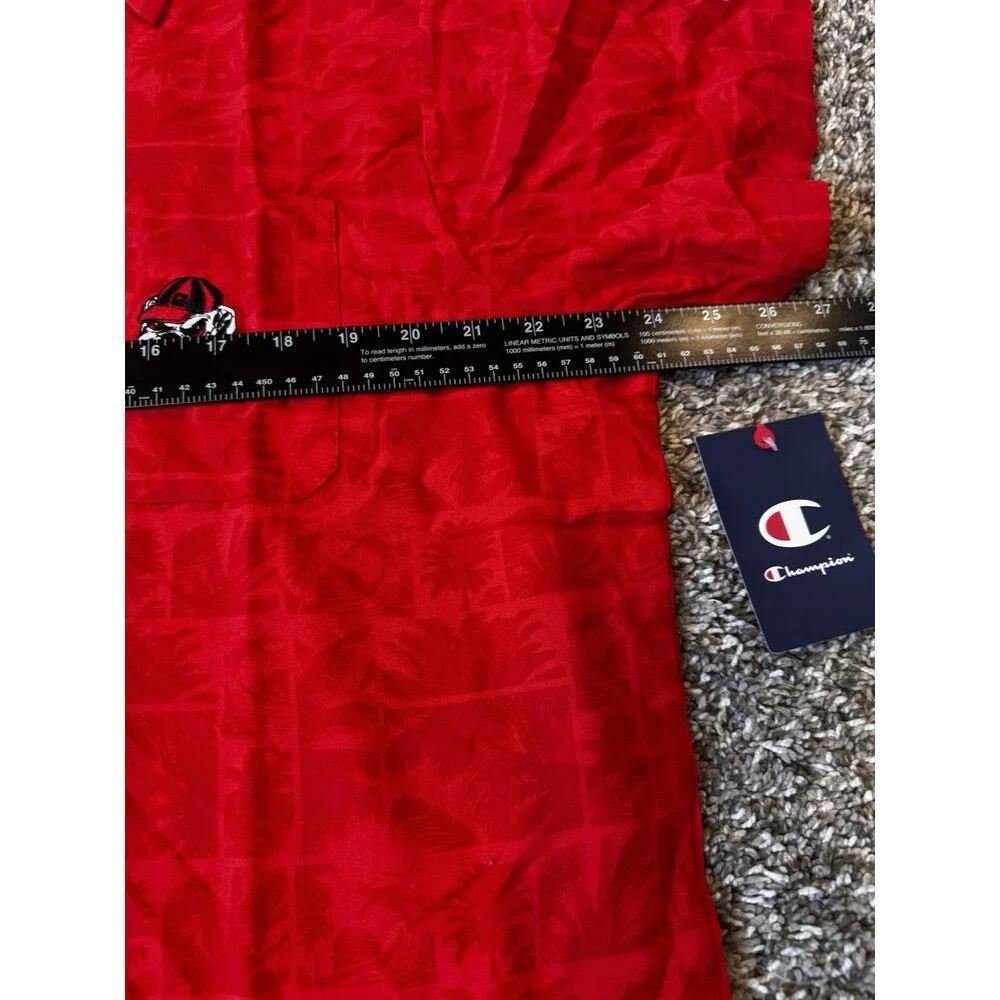 Champion Georgia Bulldogs Shirt Men’s L Red Button Up UGA Logo NWT